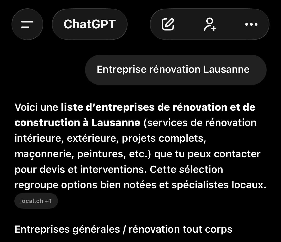 Analyse IA d’une requête urgente « dépannage électricien à Sion » avant affichage de contacts